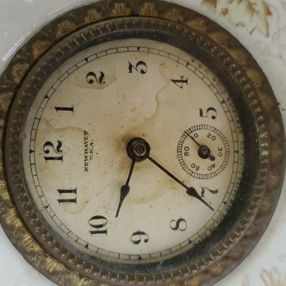 New Haven Clock Co. USA Victorian  porcelain clock Antique - Picture 3 of 7